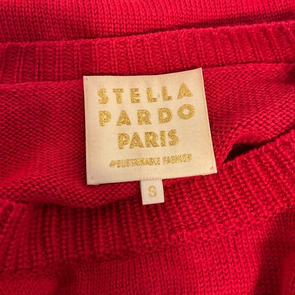 Stella Pardo Sweater S Red Leg of Mutton Sleeve Button Details - Picture 13 of 13